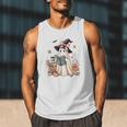Cute Ghost Reading Book Librarian Book Lover Men Tank Top