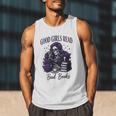 Good Girls Read Bad Books Sarcastic Skeleton Goth Skull Men Tank Top