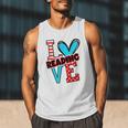 I Heart Books Love Reading Red And Stripe Animated Cat For Men Women Girls Kids Men Tank Top