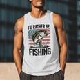 I'd Rather Be Fishing Bass Fish Dad Joke American Flag Men Tank Top
