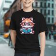 Adorable Book Lover Maine Coon Cat With Reading Glasses Cute Graphic Youth