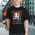 Easily Distracted By Coffee Cats And Books Graphic Youth
