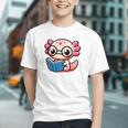Adorable Book Lover Axolotl With Reading Glasses Cute Graphic Youth