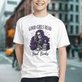 Good Girls Read Bad Books Sarcastic Skeleton Goth Skull Graphic Youth