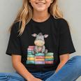 Adorable Donkey With Heart Sitting On Colorful Book Stack Graphic Youth