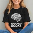 Women's My Brain Runs On Books Reading Bookworm Men Women Graphic Youth