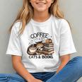 Cute Coffee Cats Books Lover Idea Women Men Kids Graphic Youth