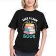 Take a Look It's In a Book Teacher Reading Apparel Graphic Youth