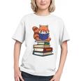 Cute Kawaii Kids Reading Books Glasses Red Panda Lover Graphic Youth