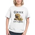 Sleeping Cat And Books With Coffee Lover Graphic Youth