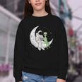 Astronaut Reading Book To Alien Moon Space Book Lover Men Youth Crewneck Sweatshirt