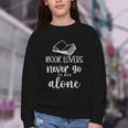 Book Lovers Never Go To Bed Alone Bibliophile Humor Youth Crewneck Sweatshirt