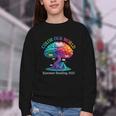 Color Our World Summer Reading 2025 Tree Book Lover Camping Youth Crewneck Sweatshirt