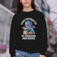 Easily Distracted By Dragons And Books Youth Crewneck Sweatshirt