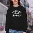 My Needs Are Simple Cat Dog Reading Book Coffee Youth Crewneck Sweatshirt