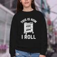 Reader Librarian Library This Is How I Roll Book Cart Meme Youth Crewneck Sweatshirt