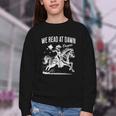 Retro We Read At Dawn Cowgirl Western Librarian Book Lover Youth Crewneck Sweatshirt