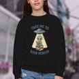 Teacher Alien Books UFO Reading Take Me To Your Reader Youth Crewneck Sweatshirt