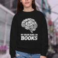 Women's My Brain Runs On Books Reading Bookworm Men Women Youth Crewneck Sweatshirt