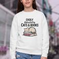 Easily Distracted By Cats And Books Cute Book Lover Youth Crewneck Sweatshirt