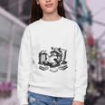 Raccoon Reading A Book Vintage Trash Reader Youth Crewneck Sweatshirt