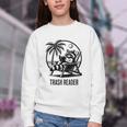 Raccoon Reading Books Summer Humor Trash Reader Youth Crewneck Sweatshirt