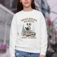 Read Books Be Kind Stay Weird Skeleton Reading Book Lover Youth Crewneck Sweatshirt