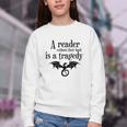 A Reader Without Their Book Is A Tragedy Dragon Rider Youth Crewneck Sweatshirt