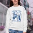 Sarcastic Anti Social Book Club Cat Skull Book Lover Youth Crewneck Sweatshirt