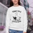 Today I'm A Serious Goose Animal Reading Book Lovers Youth Crewneck Sweatshirt