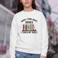 When I Think About Books I Touch My Shelf Book Reader Youth Crewneck Sweatshirt