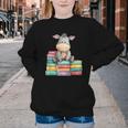 Adorable Donkey With Heart Sitting On Colorful Book Stack Youth Crewneck Sweatshirt