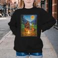 Bigfoot And Alien Reading Books Campfire Halloween Youth Crewneck Sweatshirt