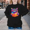 Cat Book Shirt Colorful Cat Reading Book Youth Crewneck Sweatshirt