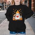 Cute Beanie Ghost Bookworm Cozy Book Reading Halloween Youth Crewneck Sweatshirt