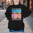 Cute Penguin Reading Book School Librarian Teacher Student Youth Crewneck Sweatshirt