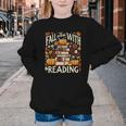 Fall In Love With Reading Book Autumn Pumpkins And Teachers Youth Crewneck Sweatshirt