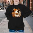 Halloween Ghost Reading Book Lovers Coffee Girl Women Youth Crewneck Sweatshirt