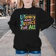 Literacy And Justice For All Protect Banned Books Library Youth Crewneck Sweatshirt
