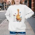Giraffe Reading Tea Books Coffee Book Lover Graphic Youth Crewneck Sweatshirt