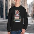 Cute Tiger With Book Floral Bookworm Librarian Book Lover Youth Crewneck Sweatshirt Cute Tiger With Book Floral Bookworm Librarian Book Lover Youth Crewneck Sweatshirt