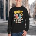 Reading Book Lover School Librarian Bruh It's Library Day Youth Crewneck Sweatshirt
