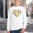 Book Lover Librarian Books Heart Valentine Youth Crewneck Sweatshirt
