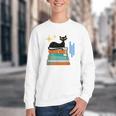 Cat And Books Retro Midcentury Mid Century Aesthetic Youth Crewneck Sweatshirt
