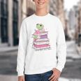 Cute Book Lover Frog Pretty Girls Read Books Kawaii Reading Youth Crewneck Sweatshirt