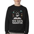 100 Days Smarter Astronaut Book 100th Day Girls Kids Women Youth Crewneck Sweatshirt