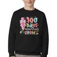 100th Day Of School Teacher Women Floral Books Youth Crewneck Sweatshirt