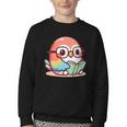 Adorable Book Lover Parrot With Reading Glasses Cute Youth Crewneck Sweatshirt