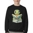 Adorable Turtle Reading Books Youth Crewneck Sweatshirt