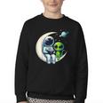 Astronaut Reading Book To Alien Shirt Moon Space Lover Kids Youth Crewneck Sweatshirt